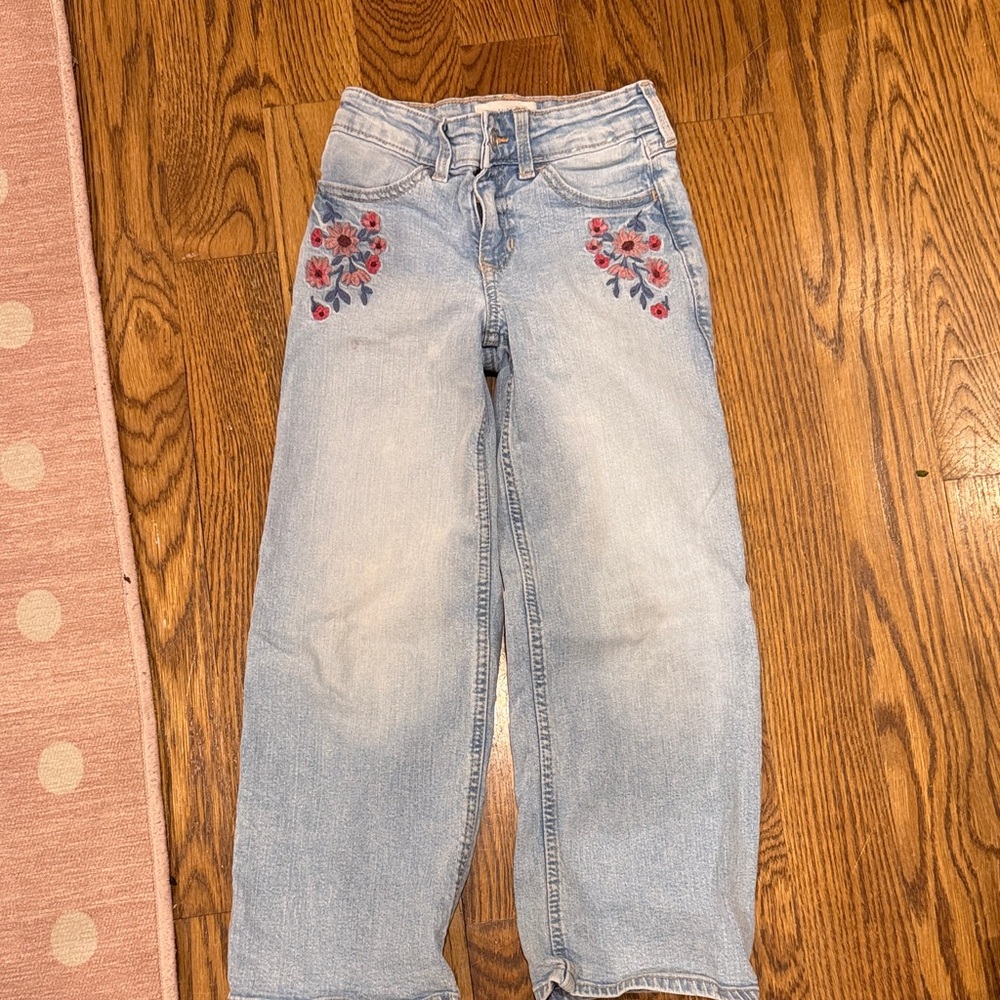abercrombie kids Light Blue High-Rise Wide Leg Jeans